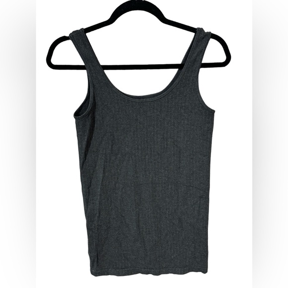 Grace & Lace Tops - Grace & Lace Charcoal Gray Ribbed Tank Top, One-Size, Scoop Neck